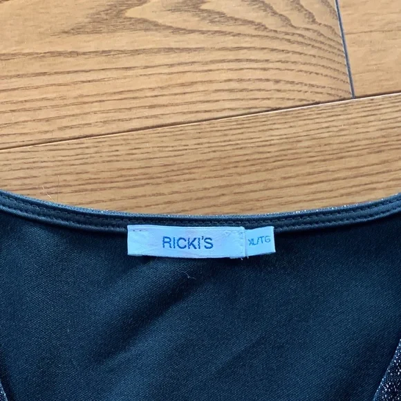 💛2/$20 Ricki's Black Shimmer Peplum Blouse - Picture 2 of 5